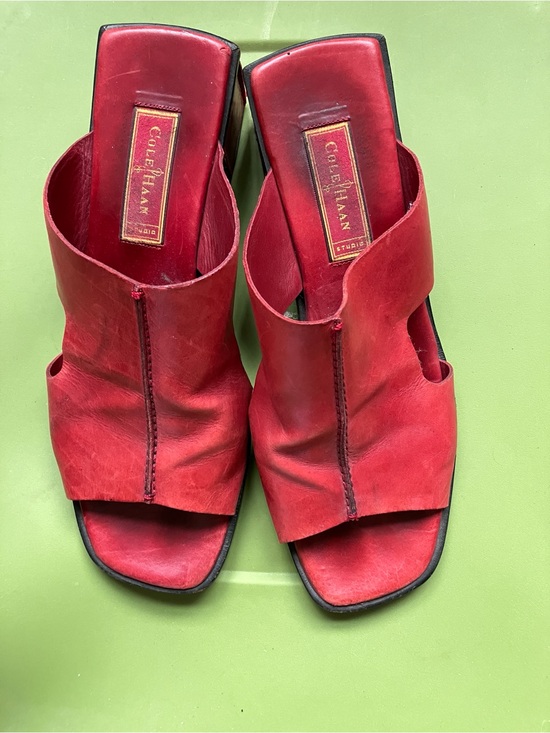 Cole Haan Shoes - Cole Haan Red Leather Cutout Open-Toe Mules